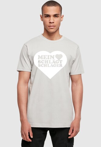 Merchcode Shirt 'MHSS Herz' in Grijs: voorkant