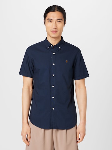 FARAH - Slim Fit Camisa 'BREWER' em azul: frente