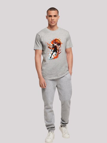 F4NT4STIC Shirt 'Basketball Sports Collection Orange Splash' in Grey