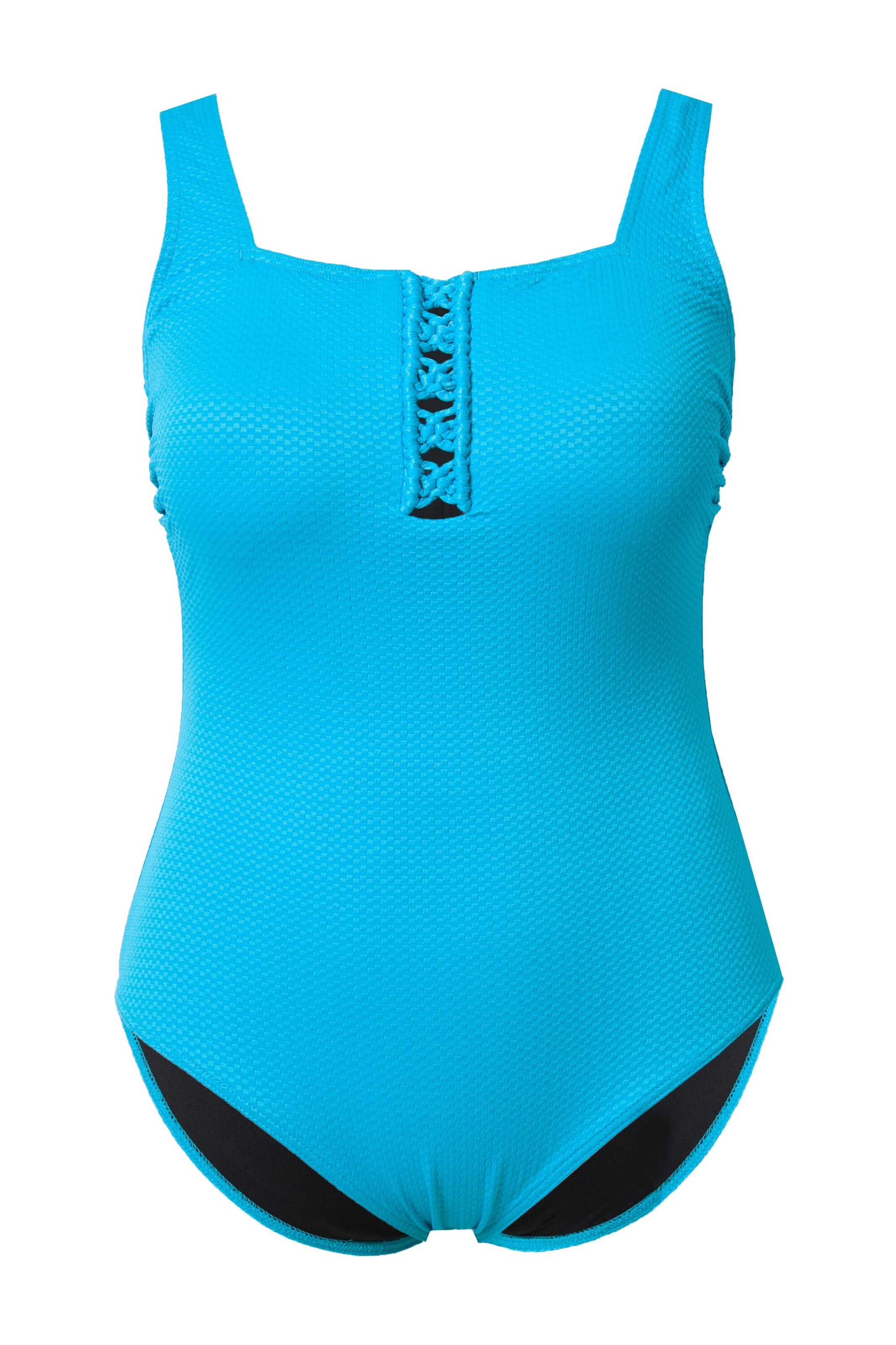 Ulla Popken Bandeau Badeanzug in Blau: Vorderseite