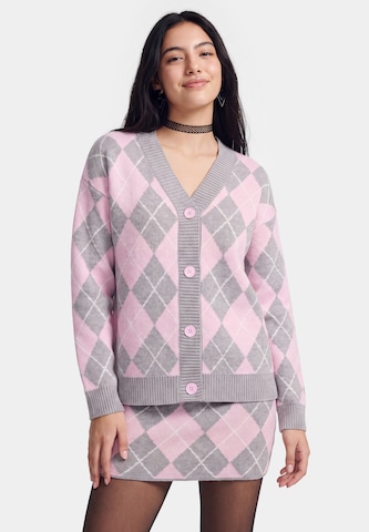 myMo ROCKS Knit Cardigan 'Rock' in Grey: front