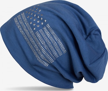 styleBREAKER Mütze 'Beanie mit USA Flagge aus Strass' in Blau: Vorderseite