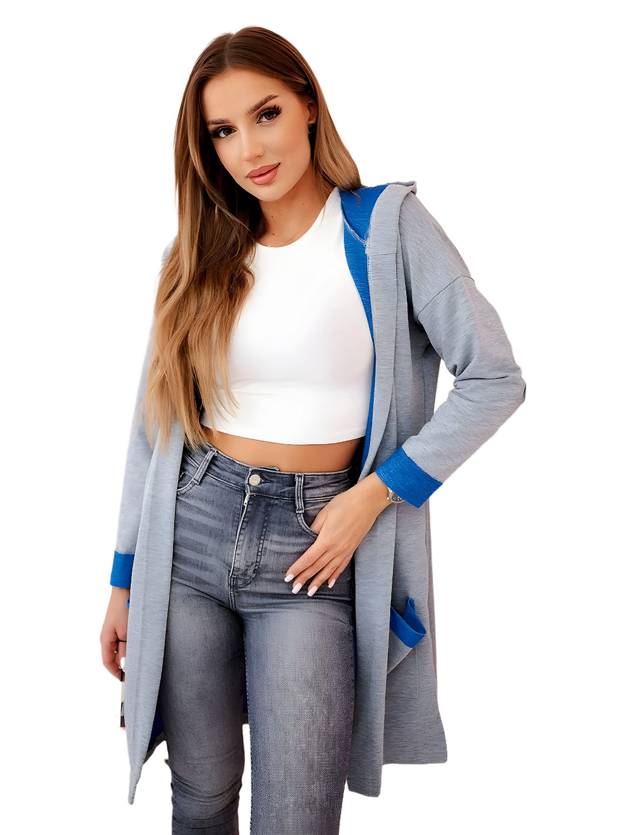 Lumera Knit Cardigan in Blue: front