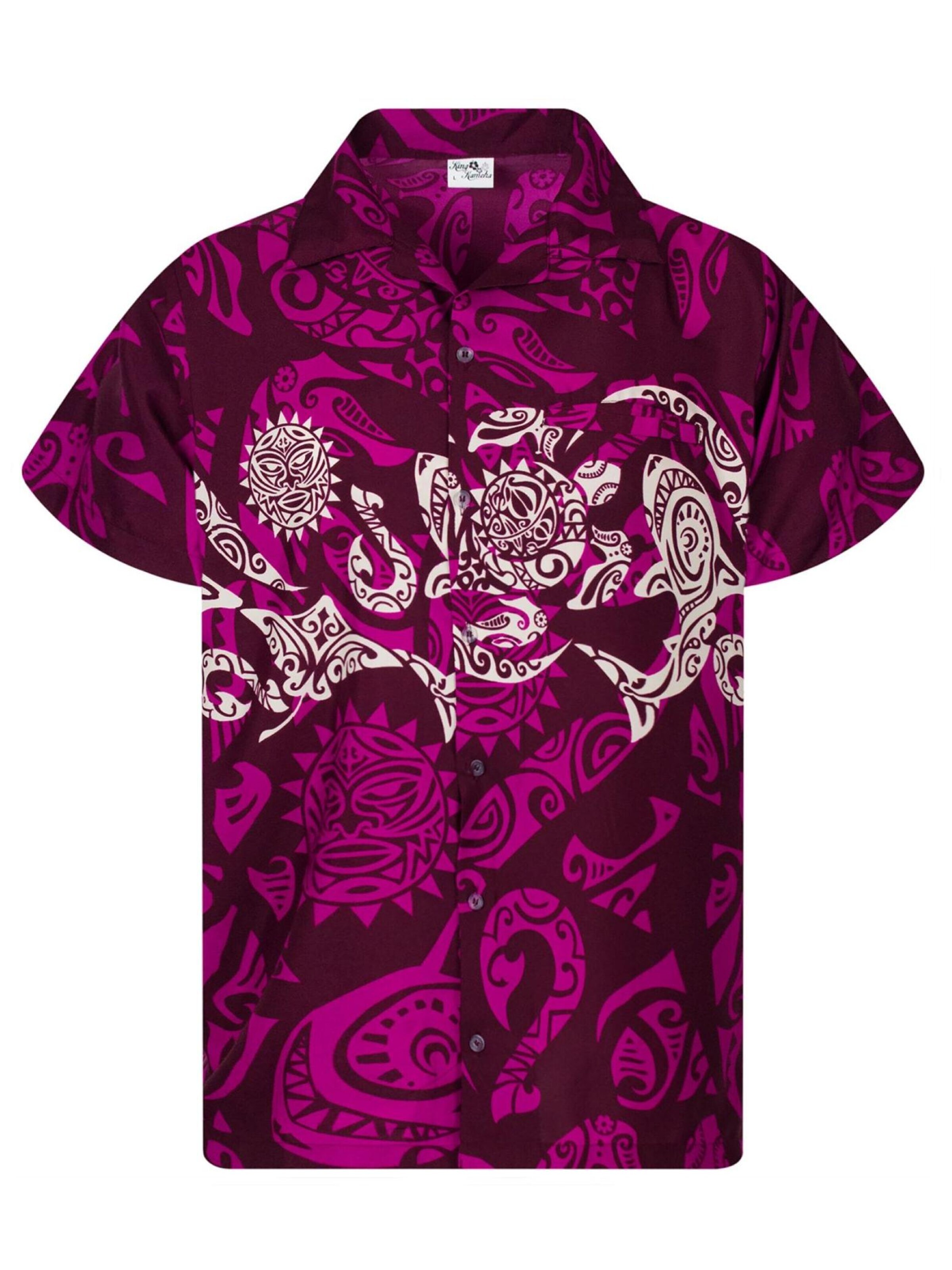 Maglietta 'Maori Chest' di King Kameha in lilla: frontale