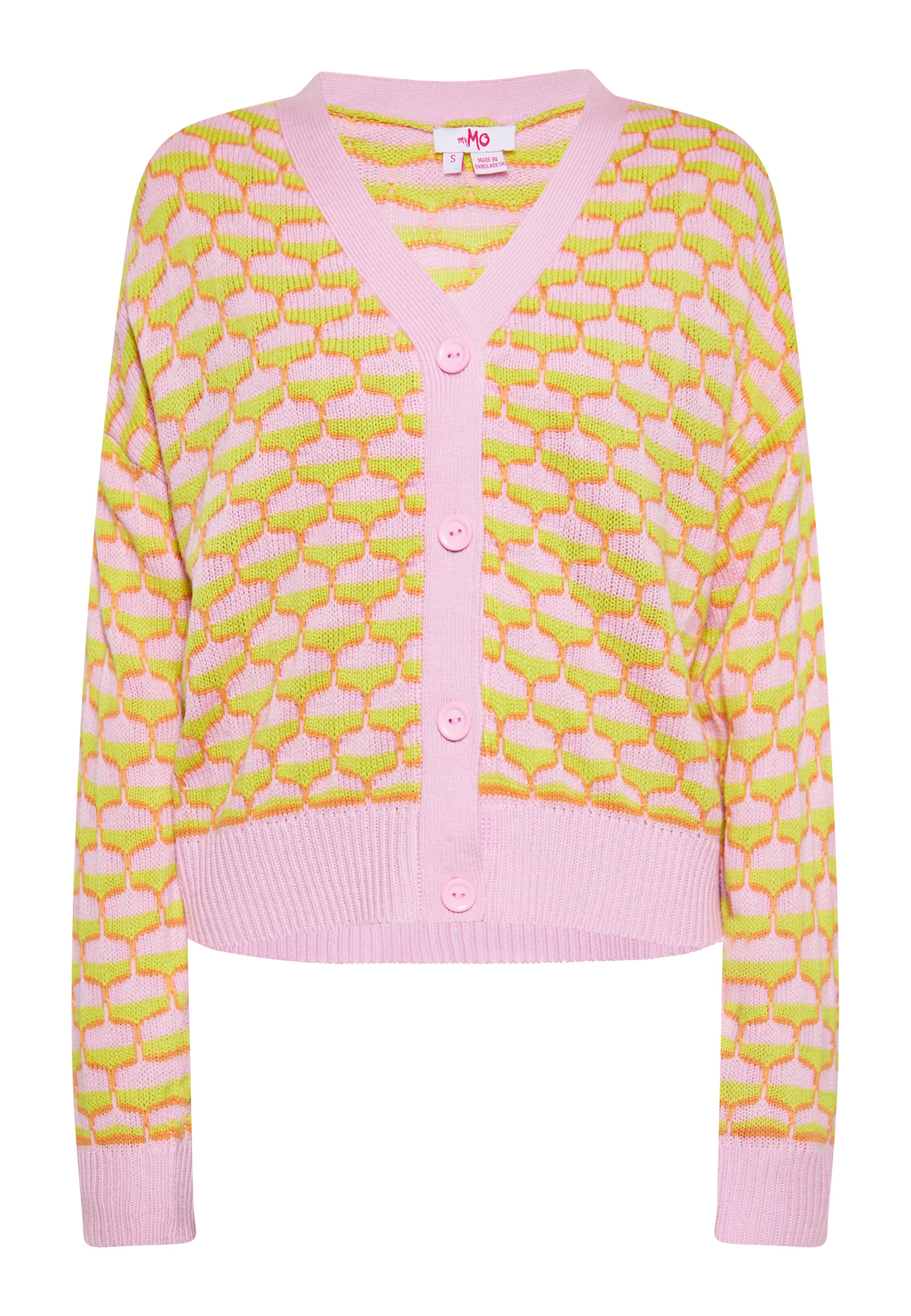 rozā MYMO Adīta jaka: no priekšpuses