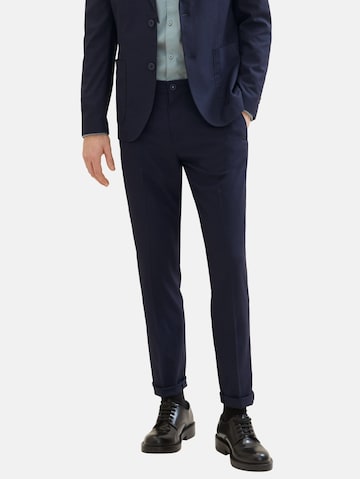 Regular Pantalon à plis TOM TAILOR en bleu : devant