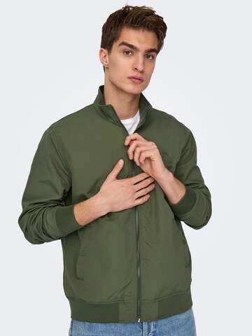 Only & Sons Prehodna jakna 'GERRY HARRINGTON' | zelena barva