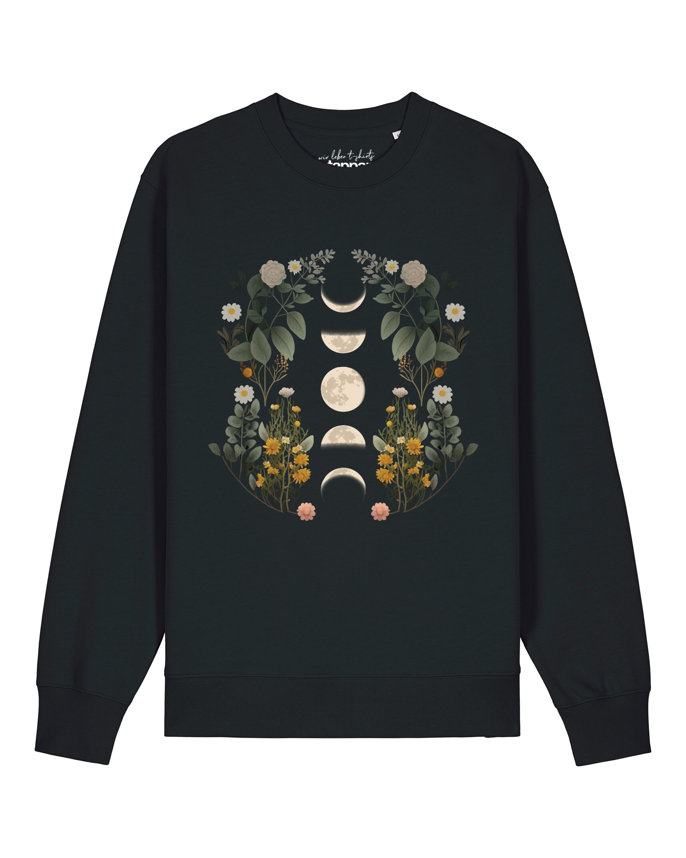 Sweat-shirt 'Moonphases & Flowers' Watapparel en noir : devant