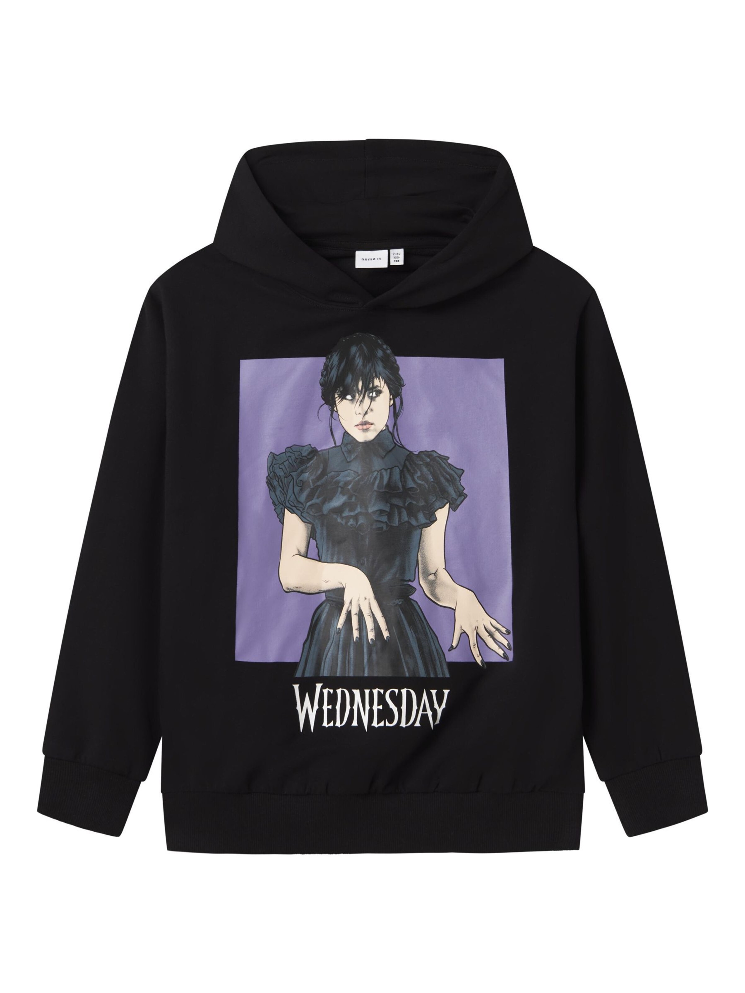 melns NAME IT Sportisks džemperis 'Jida Wednesday': no priekšpuses