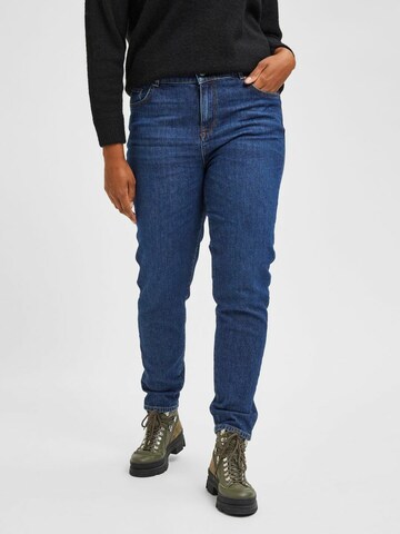 Coupe slim Jean SELECTED FEMME en bleu : devant