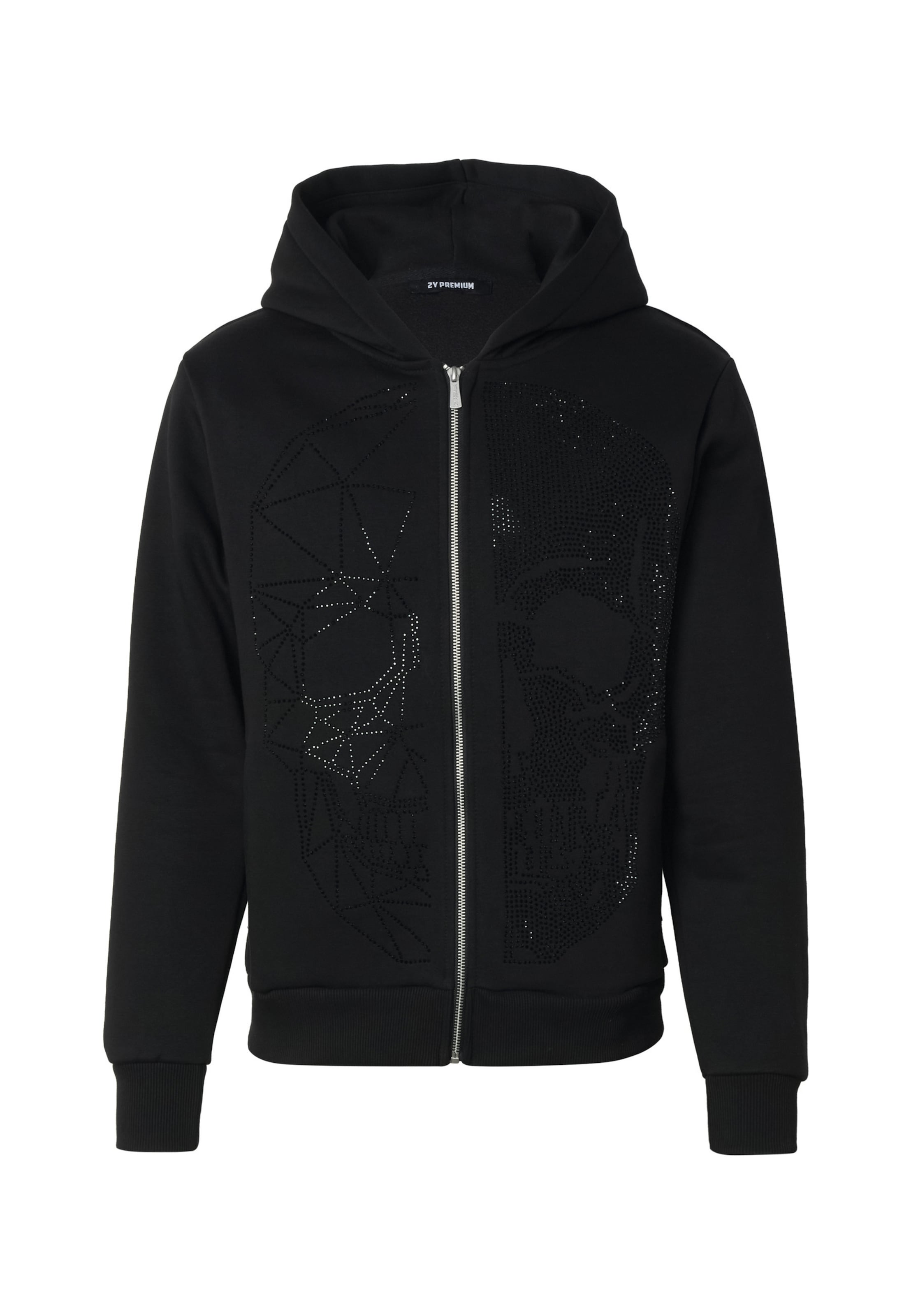 2Y Premium Void Hoodie Slim Fit Zip Hoodie ' ' in Schwarz: Vorderseite