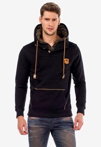 CIPO & BAXX Sweatshirt 'Fusion' in Zwart: voorkant