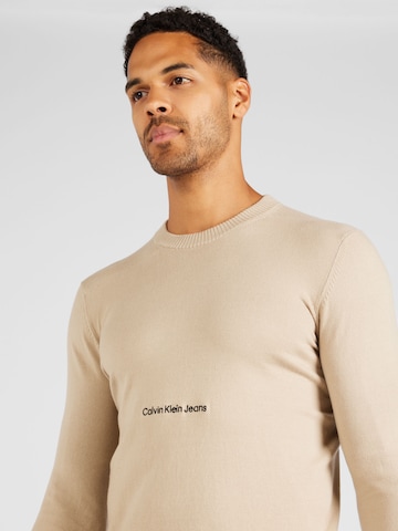Calvin Klein Jeans Pullover 'INSTITUTIONAL ESSENTIAL' in Beige