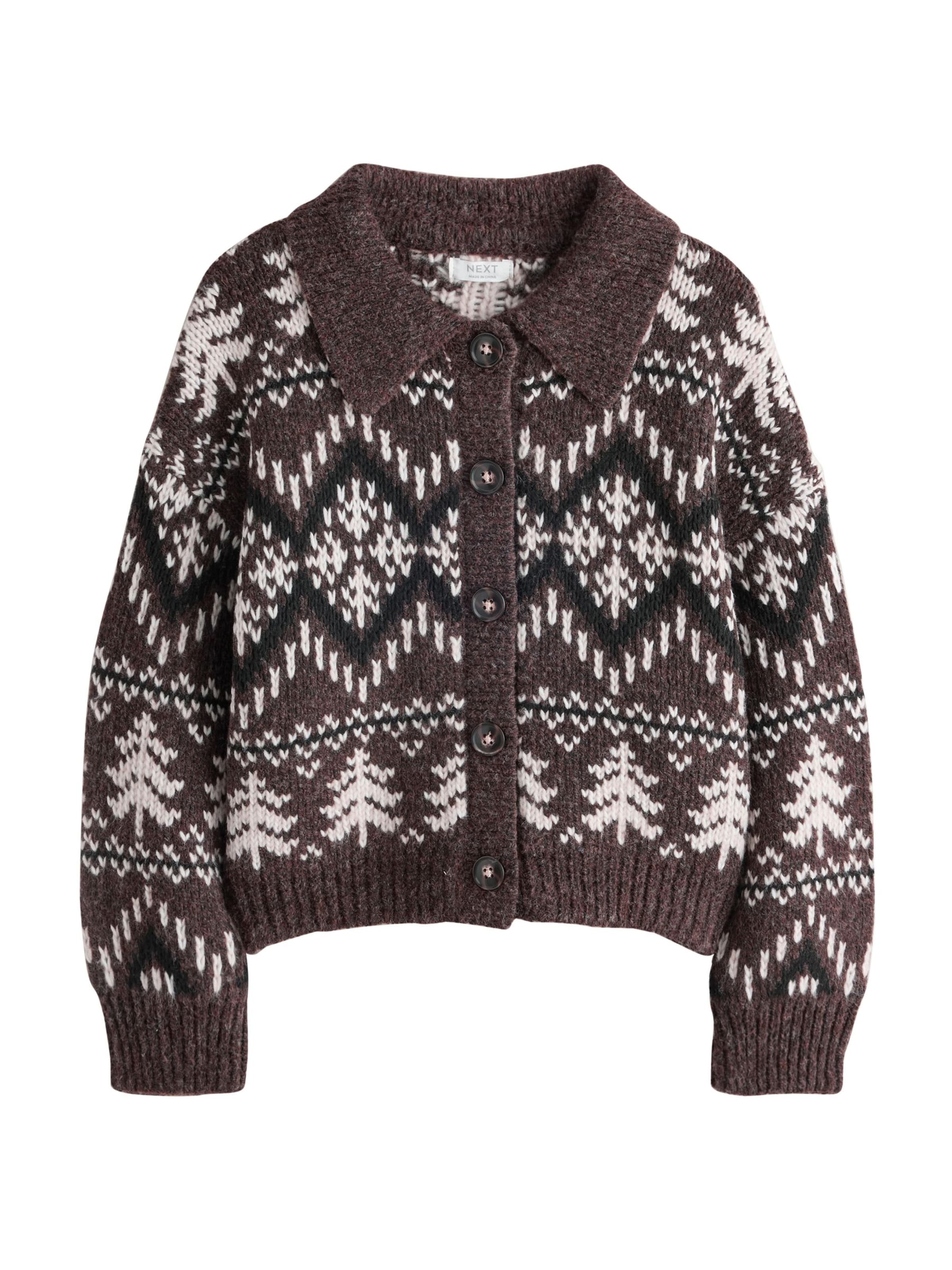 Cardigan 'Fairisle Christmas' Next en marron : devant