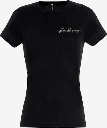 RMK Shirt 'Be Happy' in Schwarz: Vorderseite