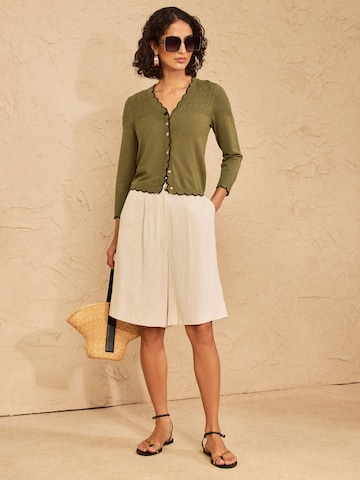 Cardigan love & roses en vert