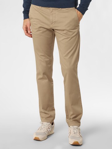 Coupe slim Pantalon chino 'Dylan' Finshley & Harding en beige : devant