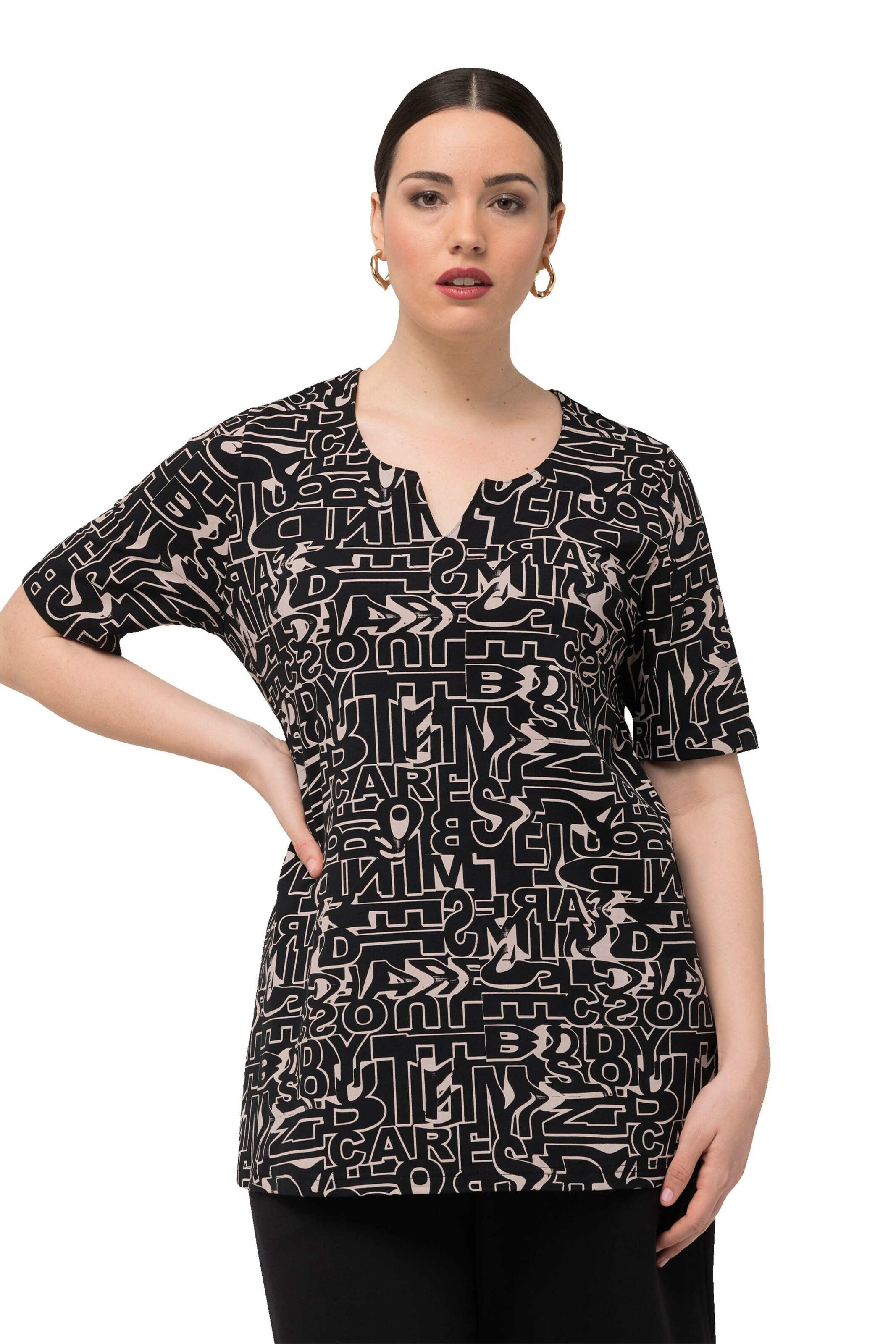 Ulla Popken Shirt in Zwart: voorkant