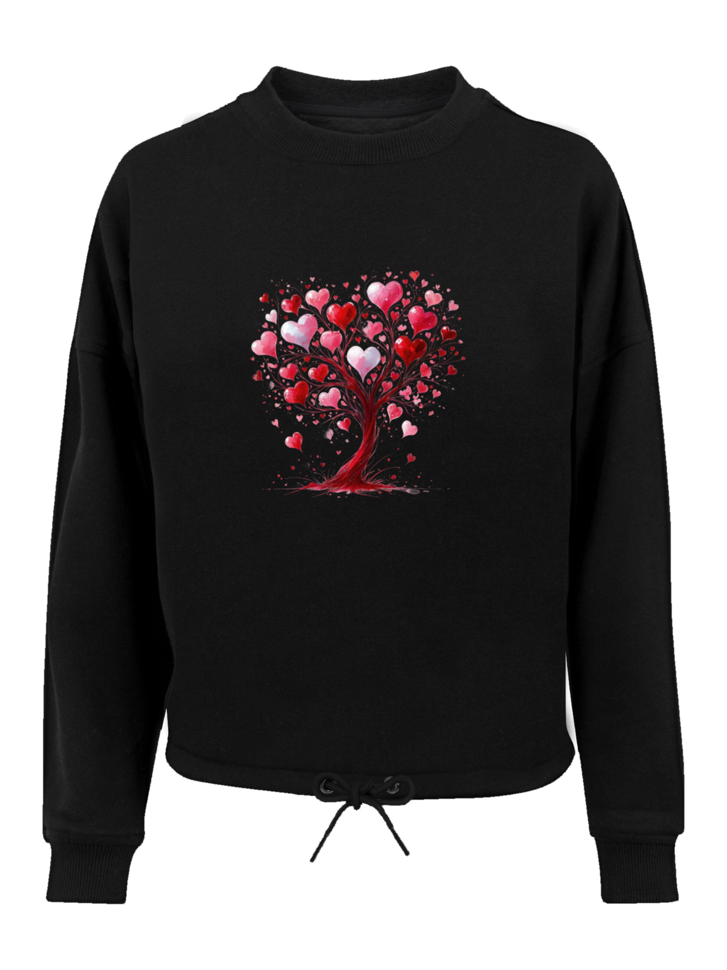 Sweat-shirt 'Herz Baum Aquarell Druck' F4NT4STIC en noir : devant