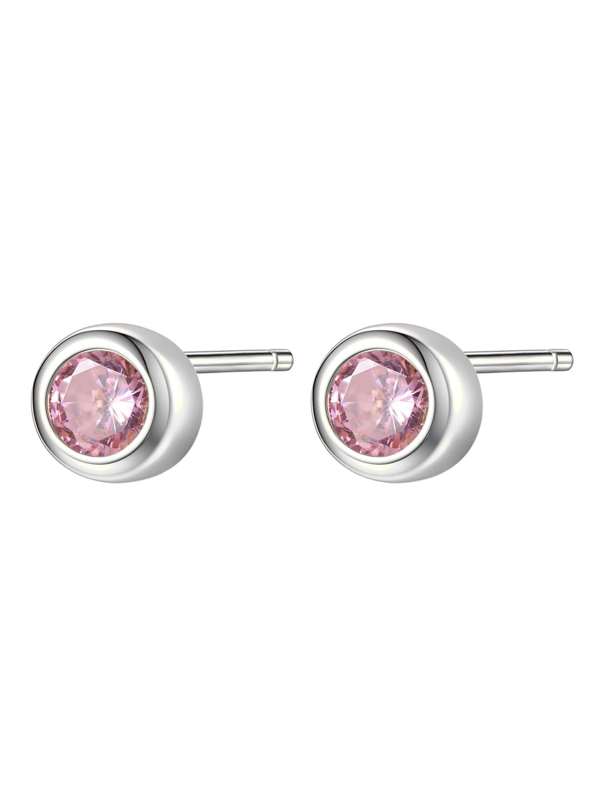 Orecchini 'Large Pink Bezel Cubic Zirconia' di Hey Happiness in argento