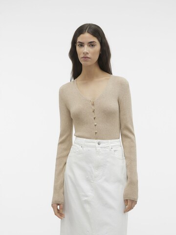 VERO MODA Knit cardigan 'GOLD' in Beige: front