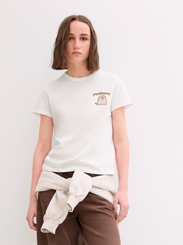 Maglietta 'PUSHEEN' di Bershka in bianco: frontale