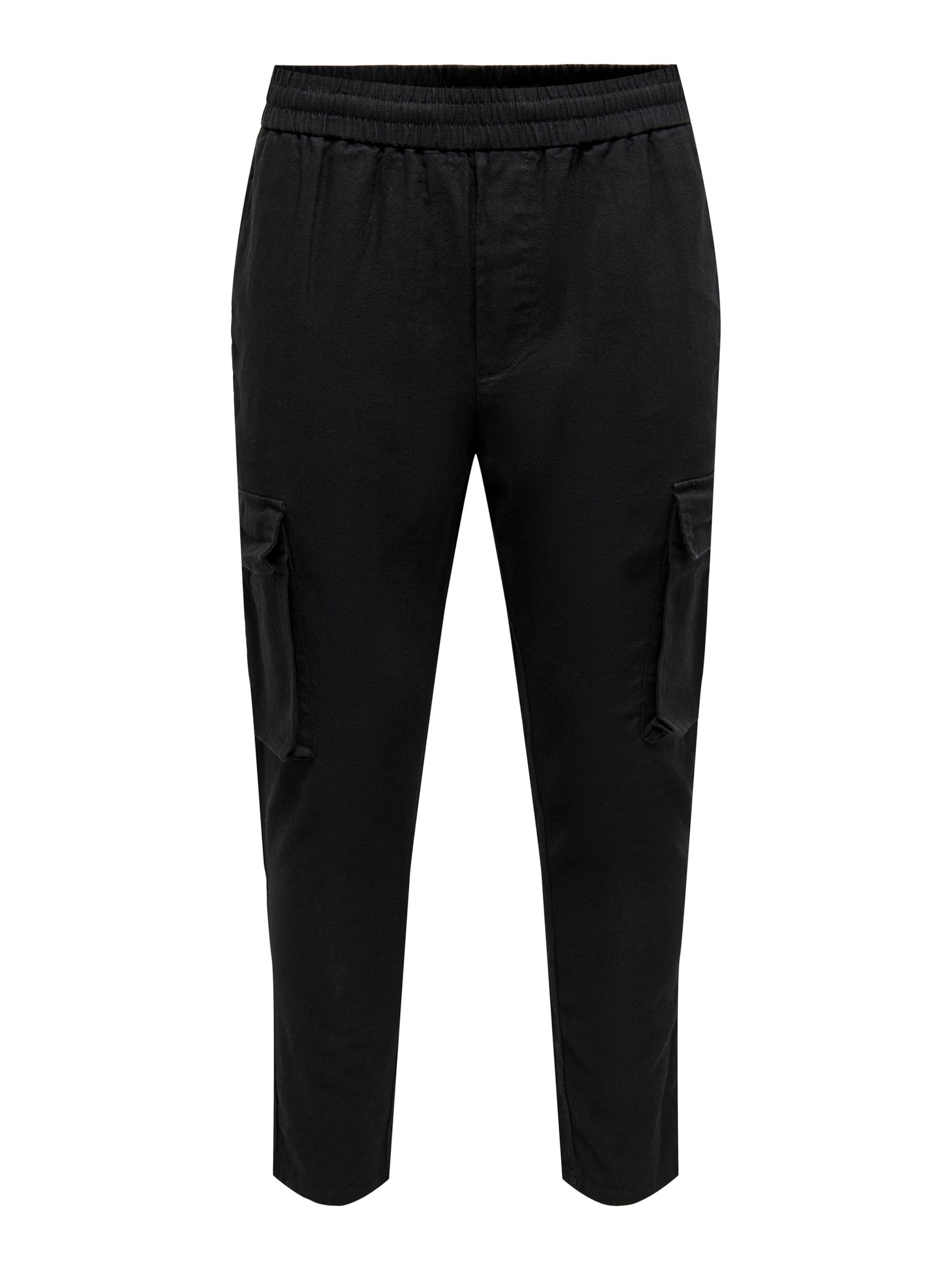 Effilé Pantalon 'LINUS' Only & Sons en noir : devant
