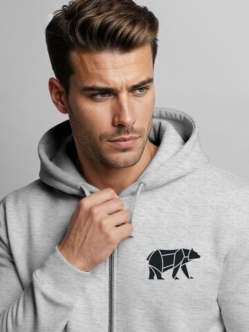 Neverless Sweatjacke 'Bär Lineart Polygon'‌‌‌‌‌‌‌ in Grau