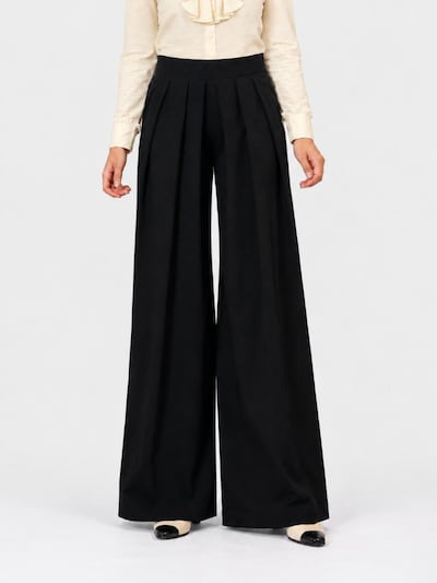BIBI SAKALIEVA Calças com pregas 'High-Waist Wide-Leg Pleated Trousers' em 36 em preto, Vista do artigo