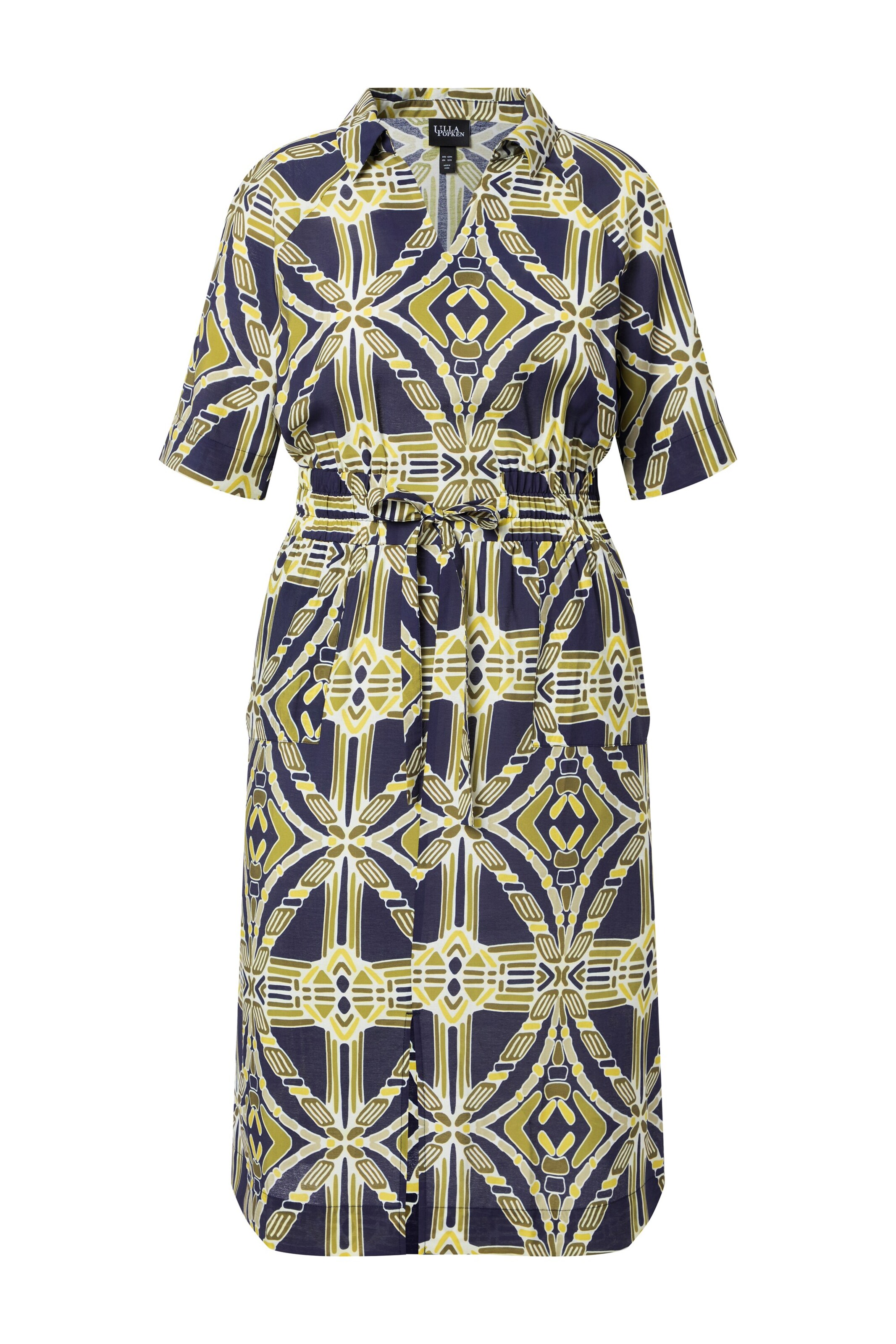 Ulla Popken Blusenkleid in marine / gelb, Produktansicht