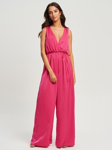 Tussah Jumpsuit 'AMBER' in Roze: voorkant