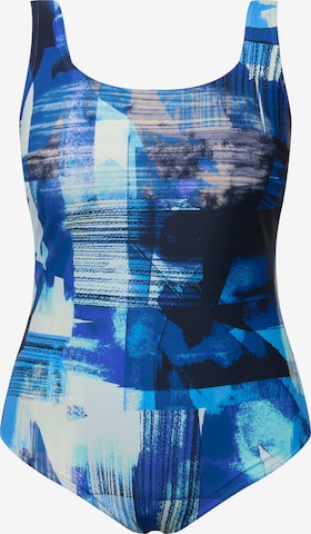 Ulla Popken Bralette Swimsuit in Blue: front