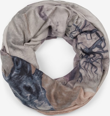 styleBREAKER Schlauchschal 'Loop Schal mit Hirsch Print' in Grau: Vorderseite