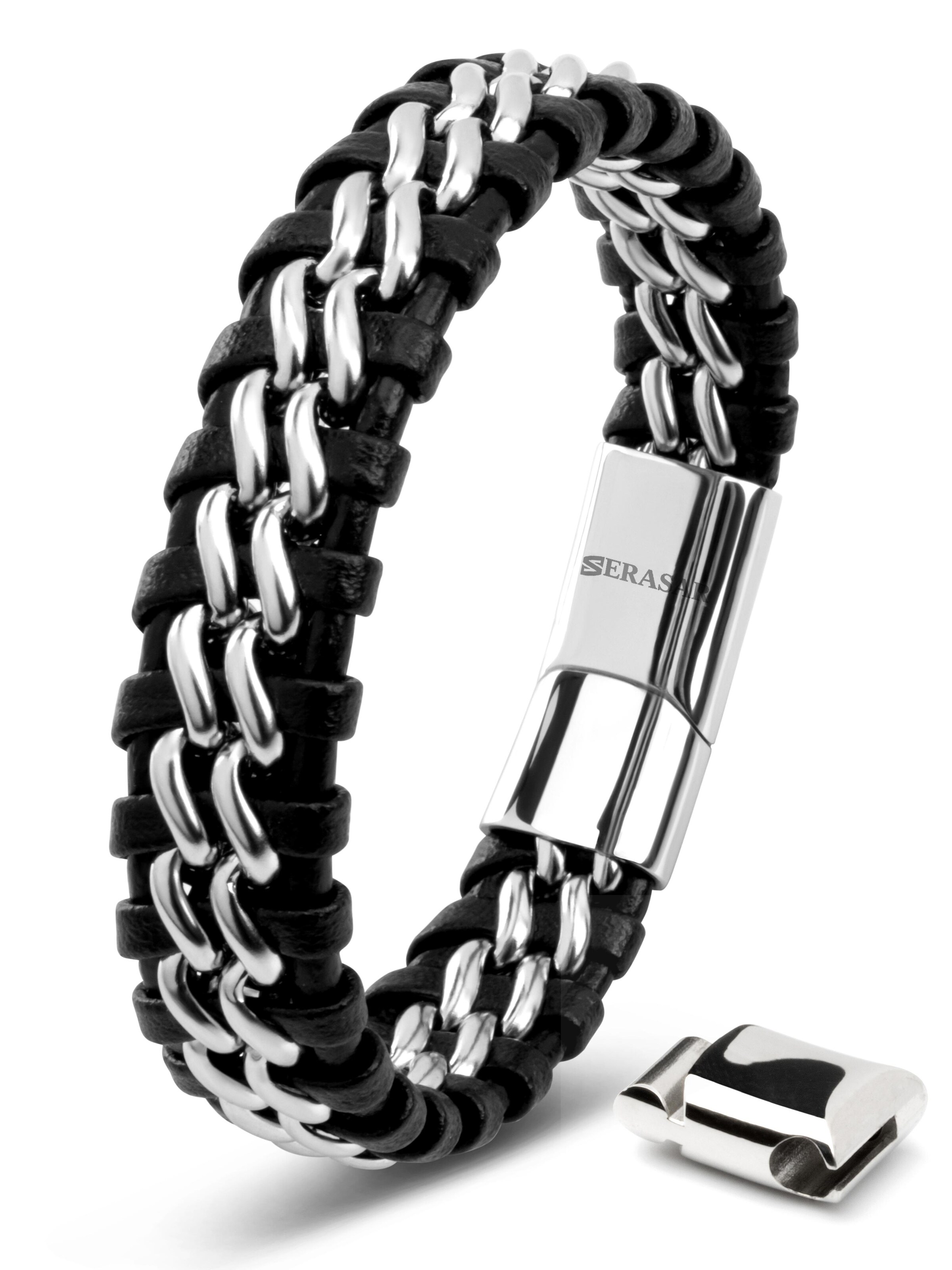 SERASAR Bracelet 'Steel' in Silver: front