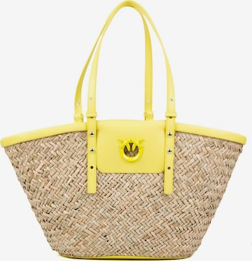PINKO Handbag 'Love Summer Basket Rafia + Vit' in Beige: front