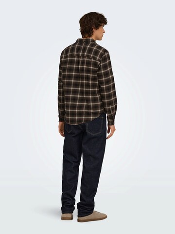Only & Sons Regular fit Overhemd 'ONSGUDME' in Bruin