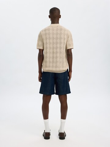 SELECTED HOMME Regular fit Knit cardigan 'SLHARCO' in Beige