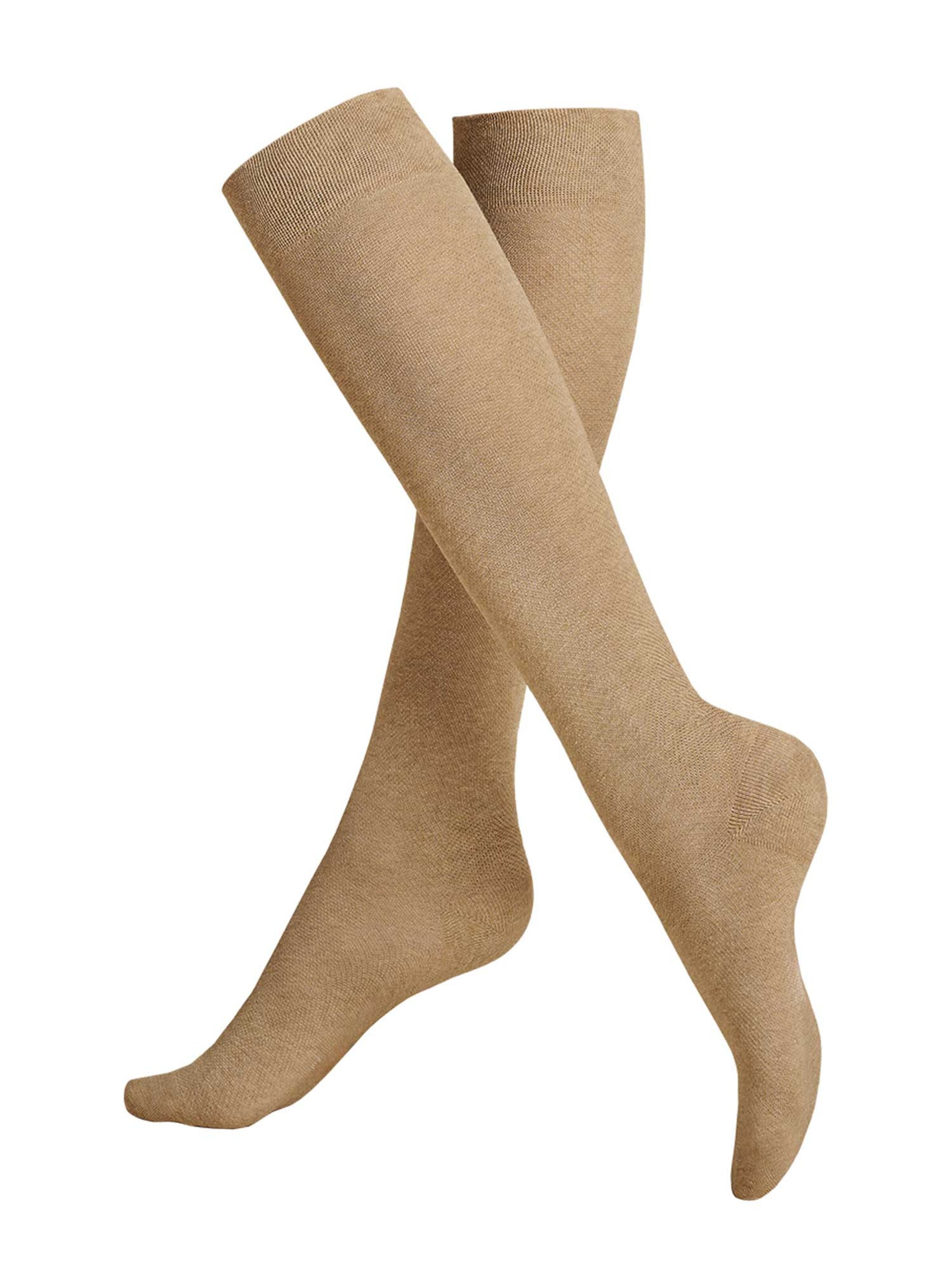 Chaussettes montantes 'Fly&Care®' KUNERT en beige : devant
