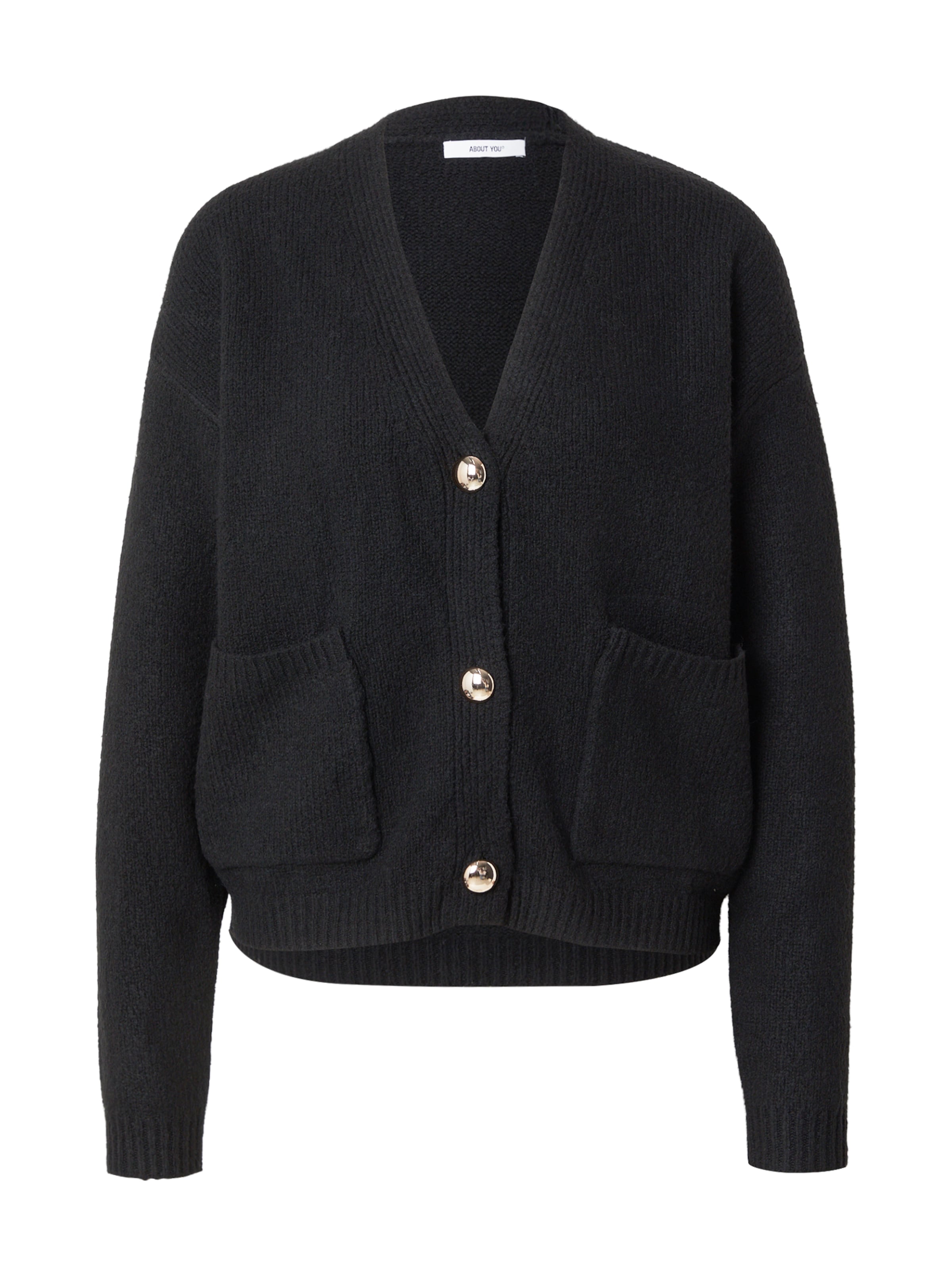 ABOUT YOU Πλεκτή ζακέτα 'Thea' σε μαύρο: μπροστά