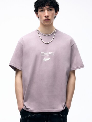 Pull&Bear Shirt 'STWD RECORDS' in Purple: front