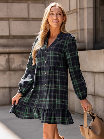 Cupshe Obleka 'Rustic Charm Plaid' | zelena barva