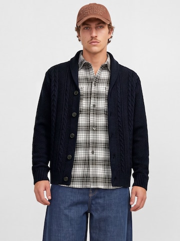 JACK & JONES Knit cardigan 'JJJAMES' in Blue: front