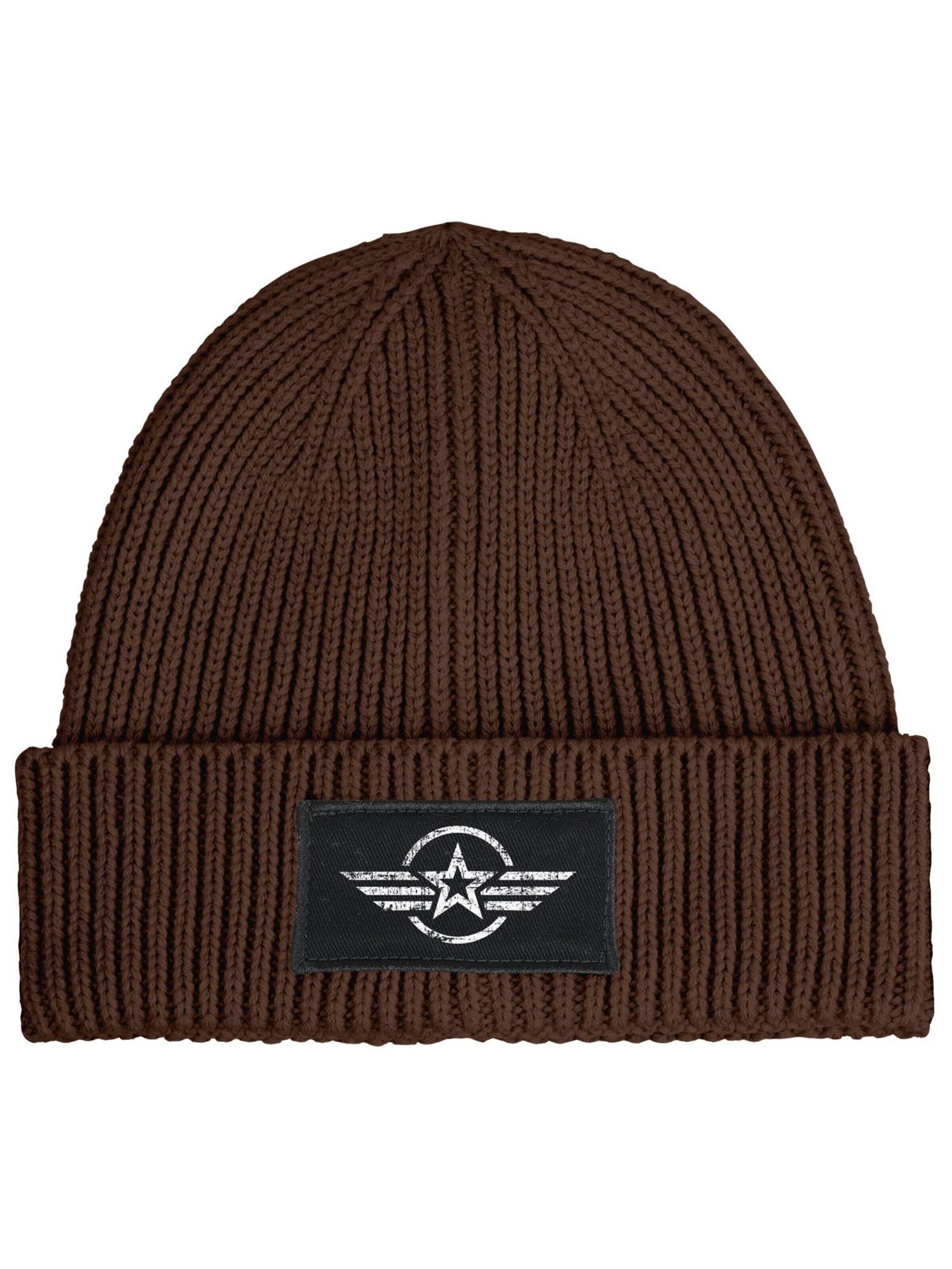 Neverless Beanie 'Airforce Wings' in Brown: front