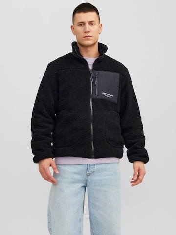 JACK & JONES Fleece Jacket 'Vesterbro' in Black: front