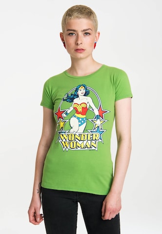 LOGOSHIRT Shirt 'Wonder Woman Stars' in Green: front