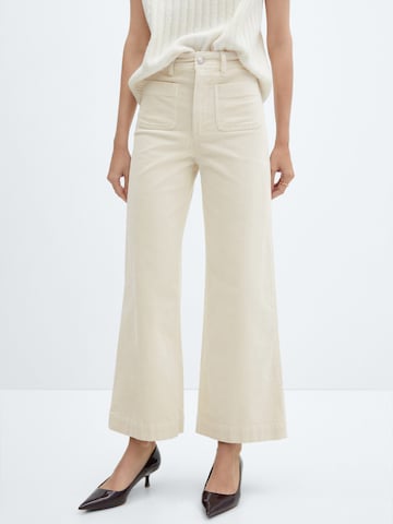 MANGO Wide Leg Housut 'Catherip' värissä beige: edessä