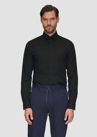 s.Oliver BLACK LABEL Regular fit Business shirt in Black: front