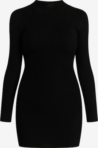 melns MYMO Adīta kleita: no priekšpuses