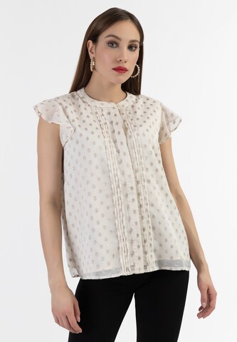 Camicia da donna 'Minya' di faina in bianco: frontale