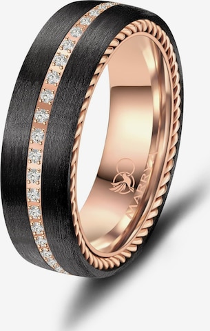 MARRYA Ring 'MARRYA CA-03 Ehering aus Carbon + Edelstahl - Schwarz - Rosé' in Black: front